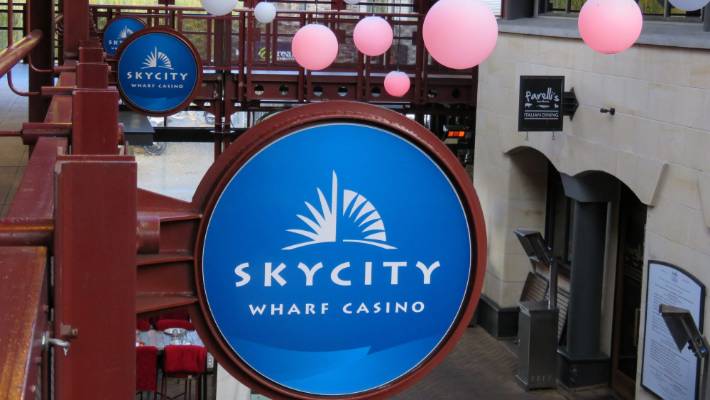 Sky City Wharf casino entrance.