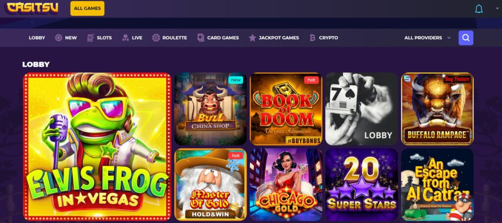 Screenshot of the Casitsu casino games page
