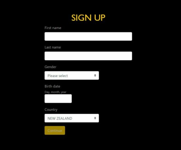 Gday casino sign up form.