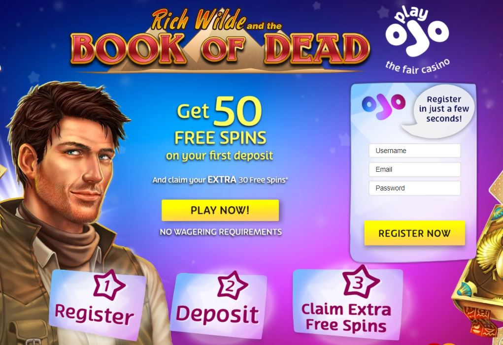 Book of Dead free spins at PlayOjo
