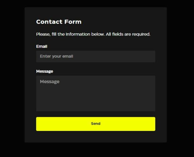 Contact form screenshot at Casinobuck