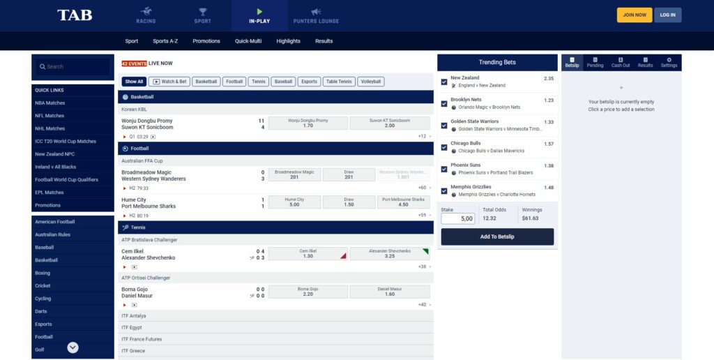 tab live betting page screenshot