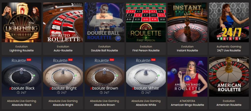 Live casino games collection