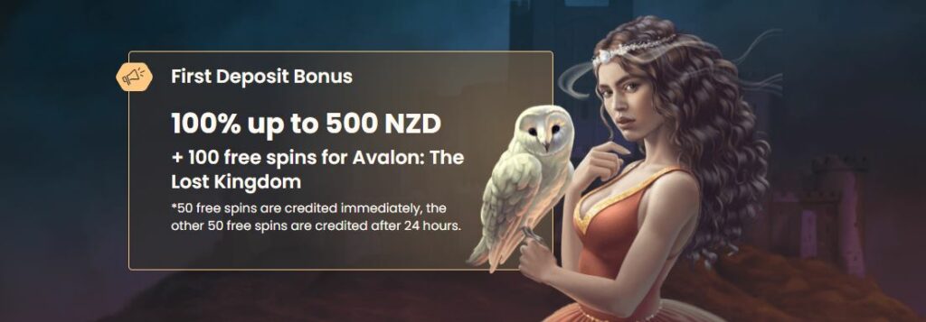 National casino first deposit bonus: 100% up to 500 NZD + 100 free spins