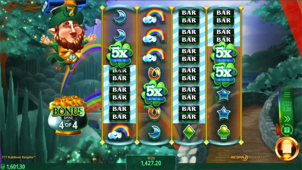 mainscreen of 777 Rainbow Respins pokie