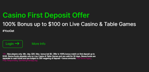 SpinYoo live casino bonus