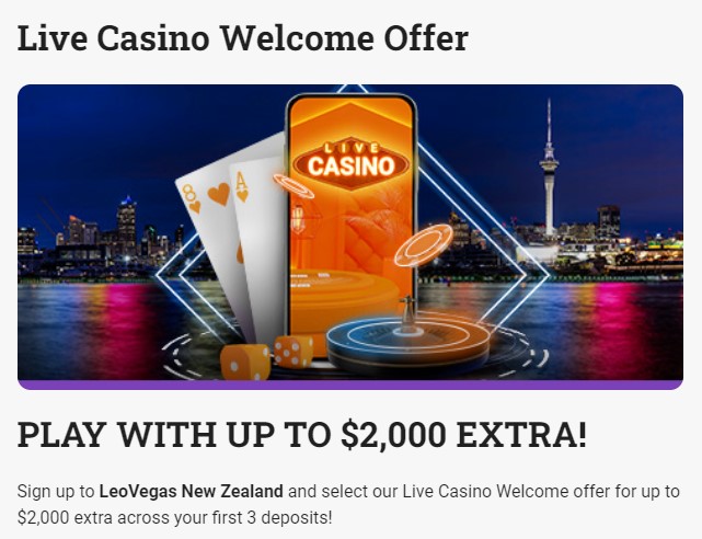 LeoVegas live casino offer for New Zealand